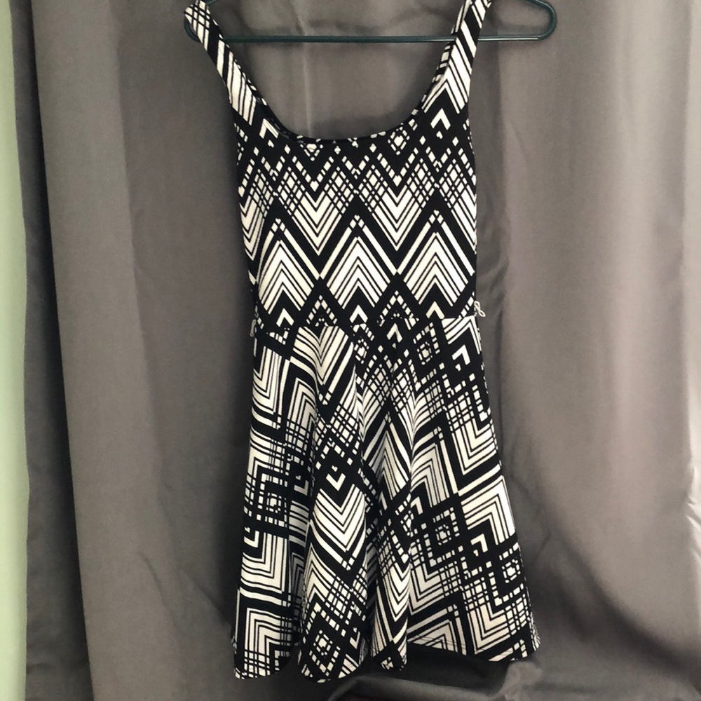 Black and white patterned a-line dress